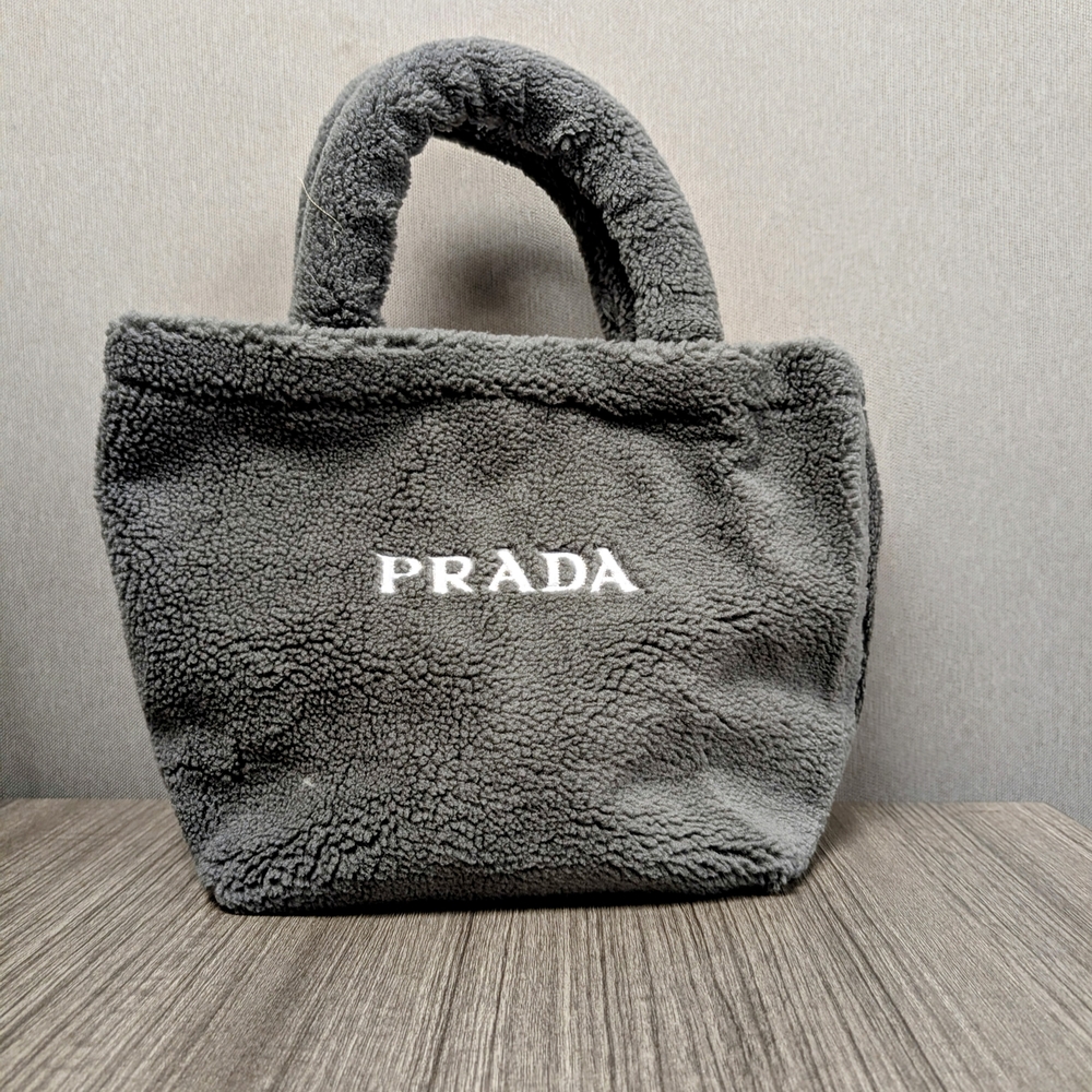 Prada Gray Fleece Tote Bag